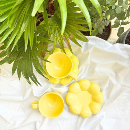 Amber Sunflower Ceramic Cup and Saucer