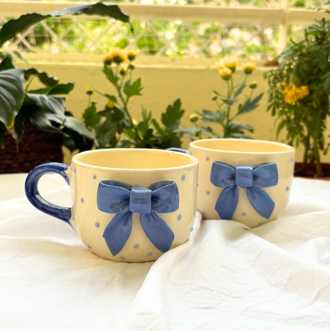 Bow Coffee Mug | Ceramic Blue