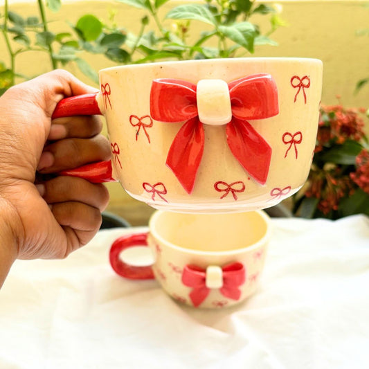 Crimson Bow Ceramic Soup/Coffee Cup