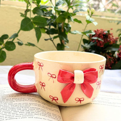 Crimson Bow Ceramic Soup/Coffee Cup
