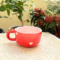 Stylish Scarlet Heart Red Ceramic Soup Cup