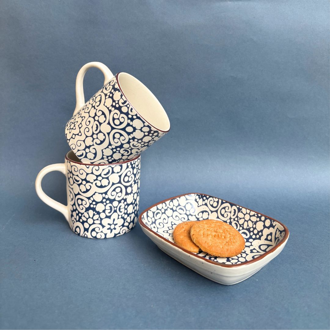 Timeless Decal Ceramic Coffee Mug Set