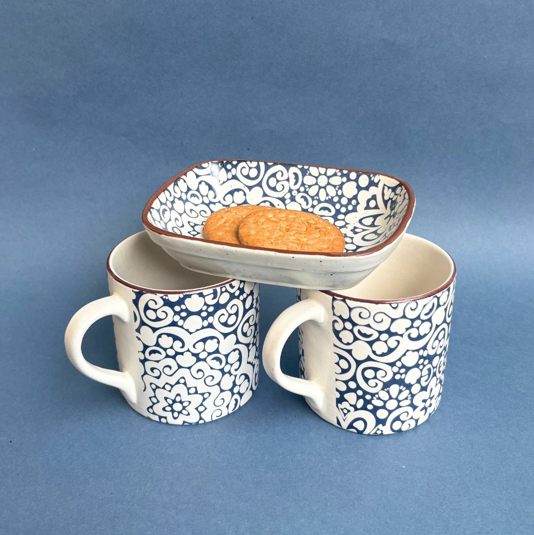 Timeless Decal Ceramic Coffee Mug Set