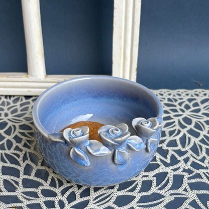 Sapphire Blooming Ceramic Coffee Mug Set with Bowl – Handcrafted Luxury