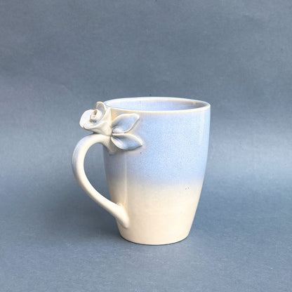 Sapphire Blooming Ceramic Coffee Mug Set with Bowl – Handcrafted Luxury