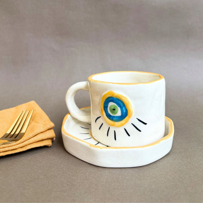 Evil Eye Cup and Saucer