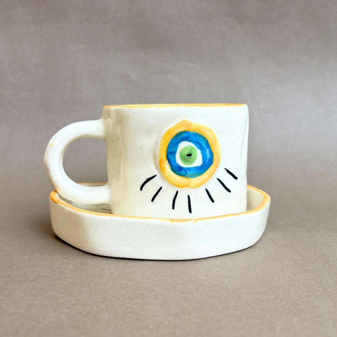 Evil Eye Cup and Saucer