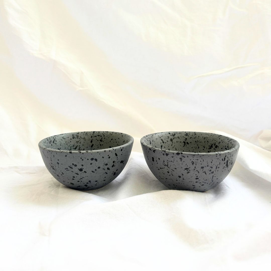Dotted Black Ceramic Bowl/Katori