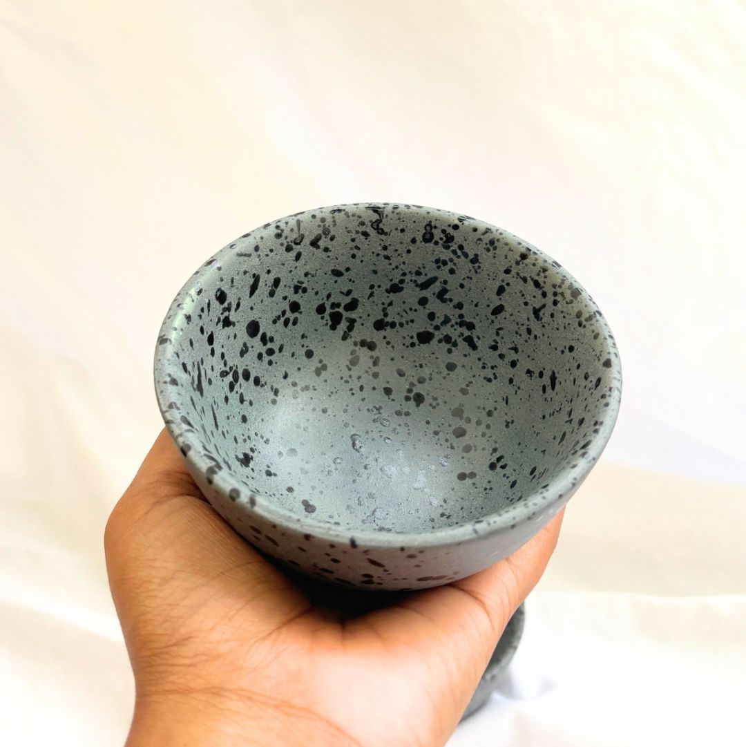 Dotted Black Ceramic Bowl/Katori