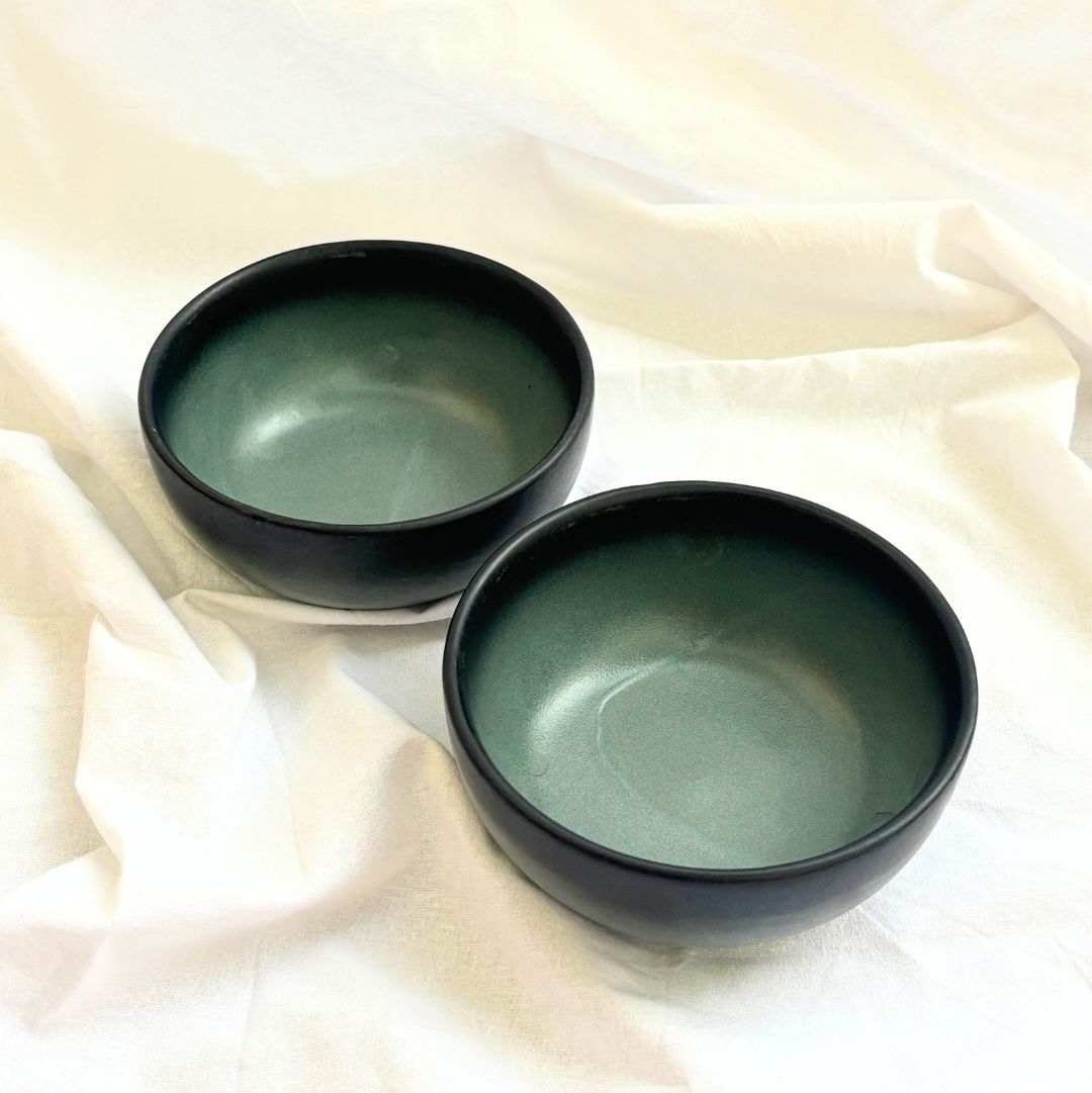Shades Ceramic Bowl Set of 2 – Handcrafted Black & Grey Bowls