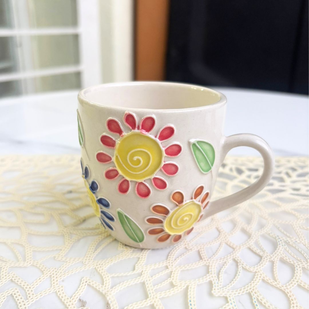 Floral World Cone Handmade Ceramic Tea Cups Set of 6
