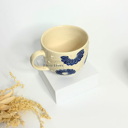 Sara White Cone Handprinted Mug Set of 2