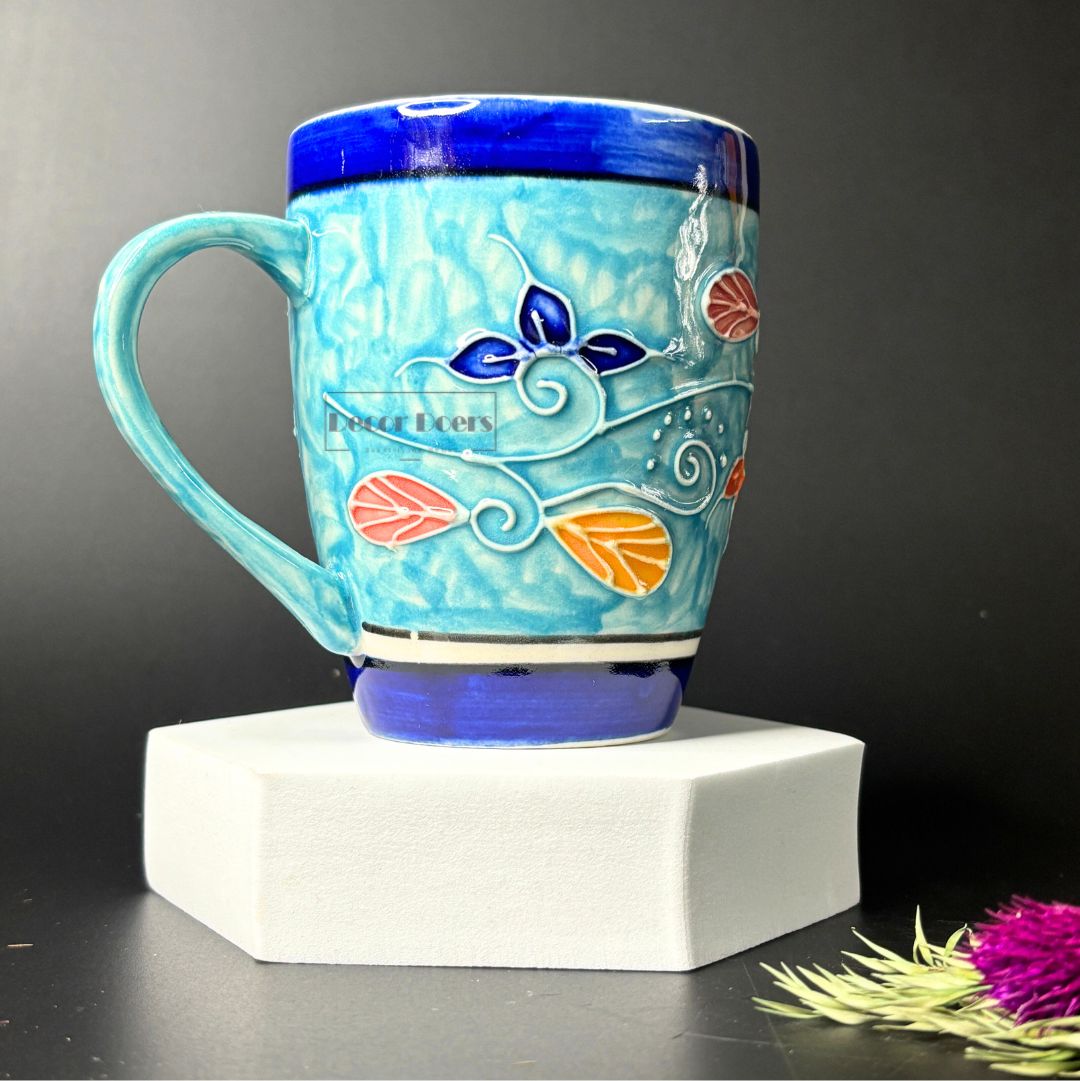 Sandra Blue Cone Handpainted Mug Set of 2
