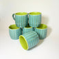Premium Ribbed Green Ceramic Tea Cup Set of 6 – Classic Handcrafted Design