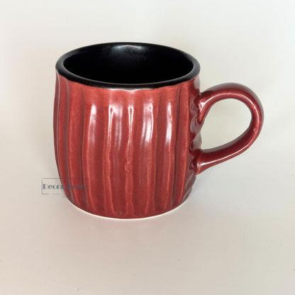 Premium Luxe Ribbed Brown Ceramic Tea Cups – Set of 6 for Tea & Coffee Lovers