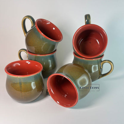 Olive Green Tea Cup Set of 6 – Premium Ceramic Collection