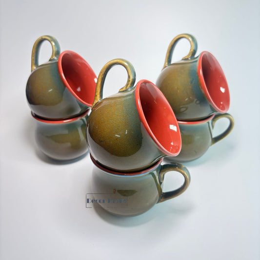 Olive Green Tea Cup Set of 6 – Premium Ceramic Collection