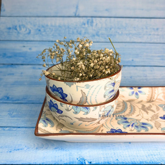 Handcrafted Canvas and Clay Serving Platter Set of 3 – Premium Tableware