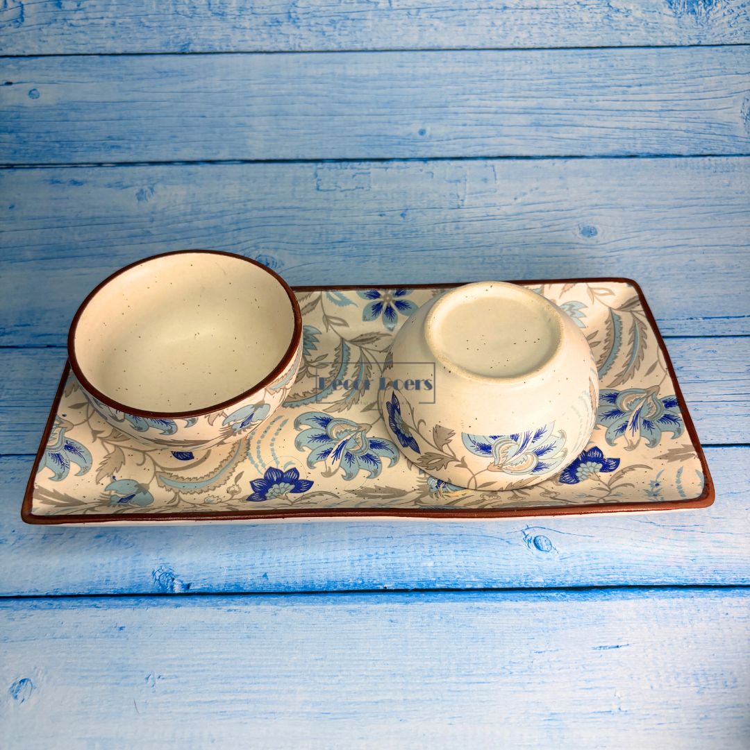 Handcrafted Canvas and Clay Serving Platter Set of 3 – Premium Tableware
