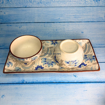 Handcrafted Canvas and Clay Serving Platter Set of 3 – Premium Tableware