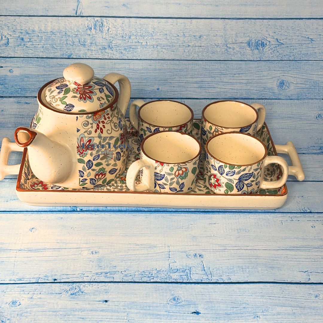 Premium Whistking Grace Ceramic Tea Set of 6 – Perfect for Gifting