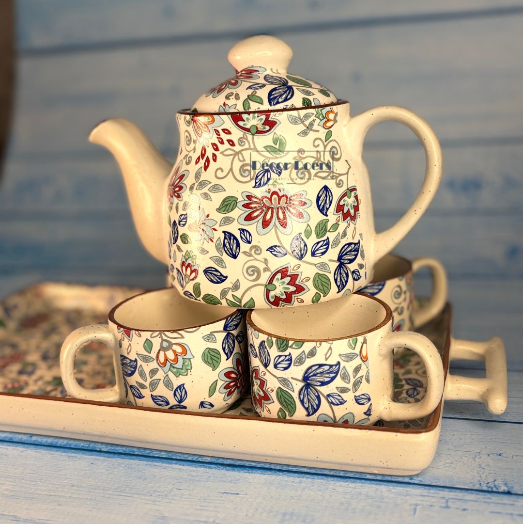 Premium Whistking Grace Ceramic Tea Set of 6 – Perfect for Gifting