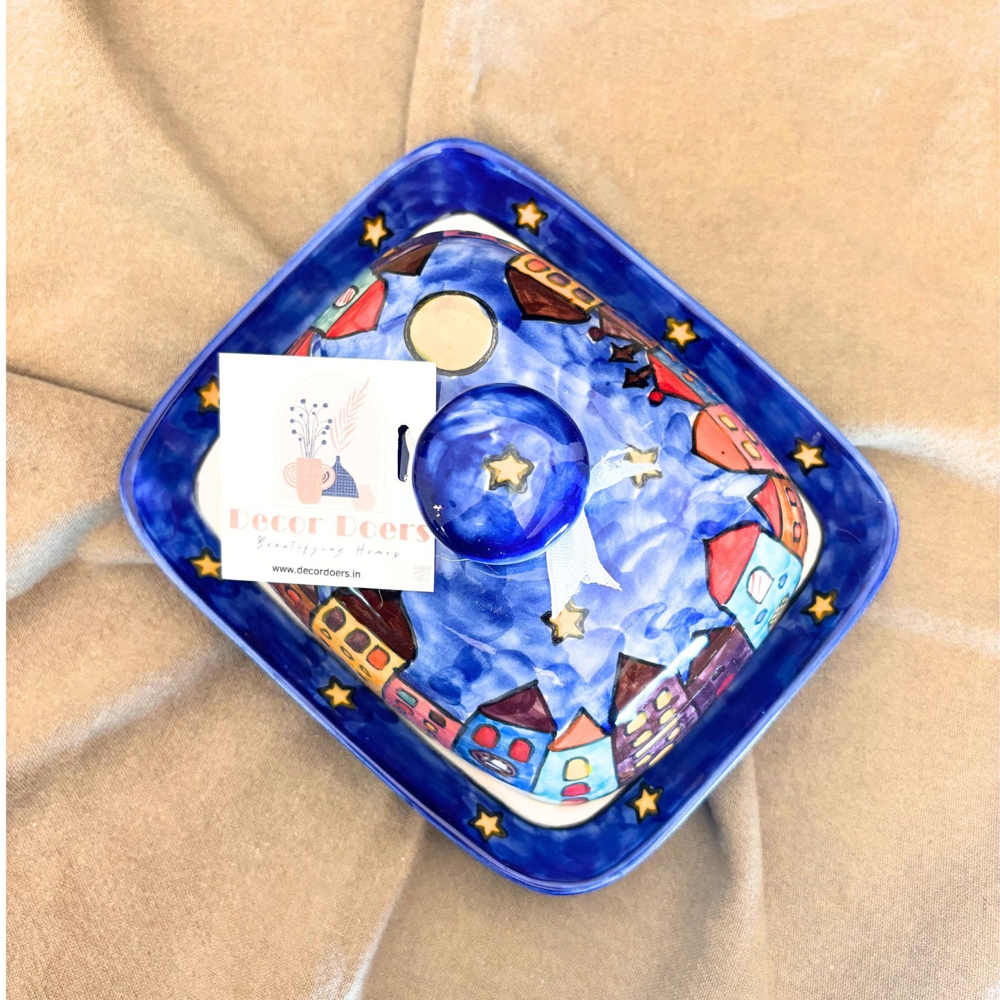 Utterly Arabian Night Butter Dish | Blue Ceramic Butter Dish