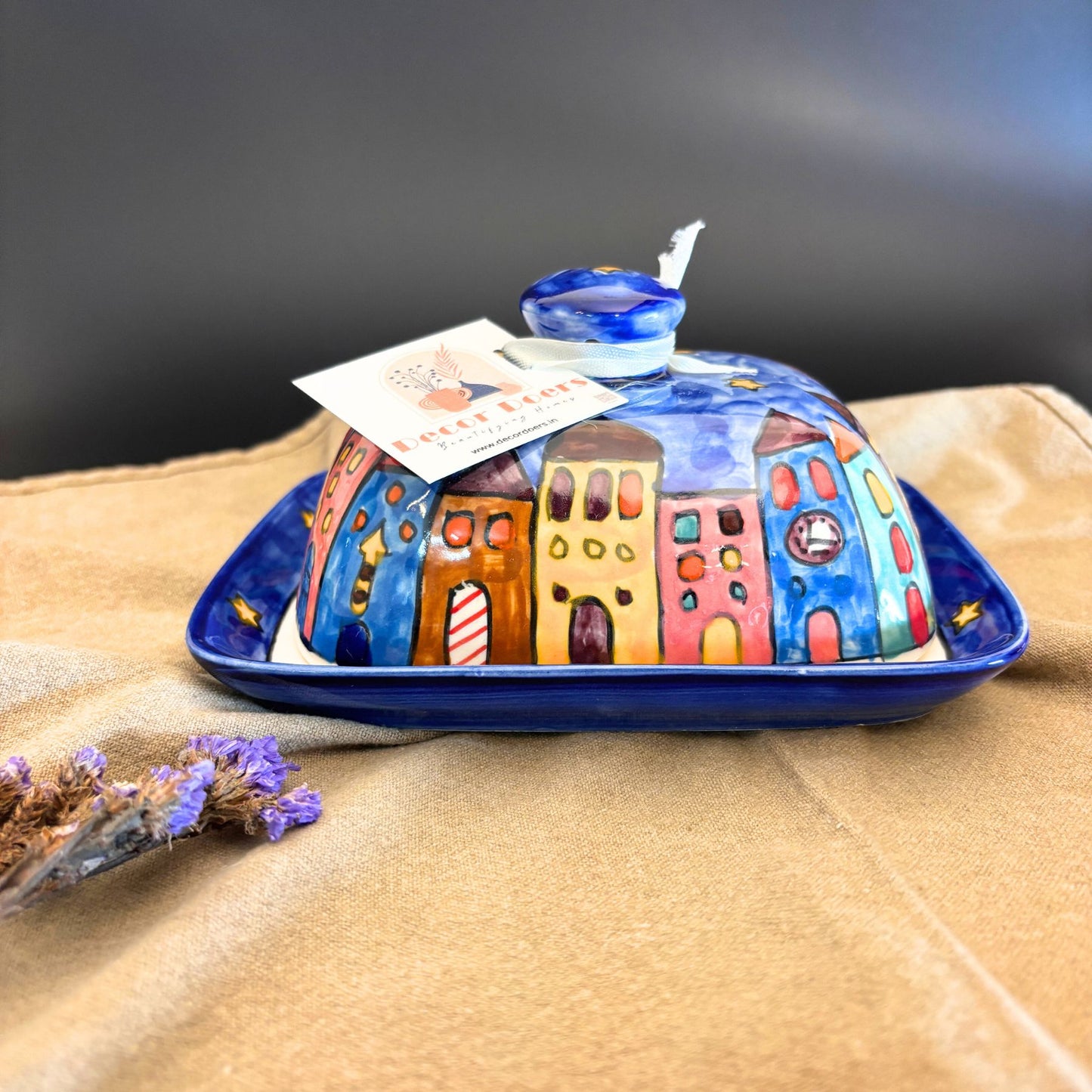 Utterly Arabian Night Butter Dish | Blue Ceramic Butter Dish