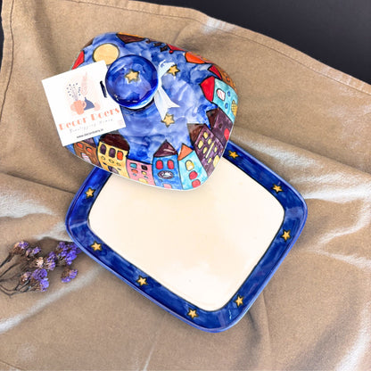 Utterly Arabian Night Butter Dish | Blue Ceramic Butter Dish