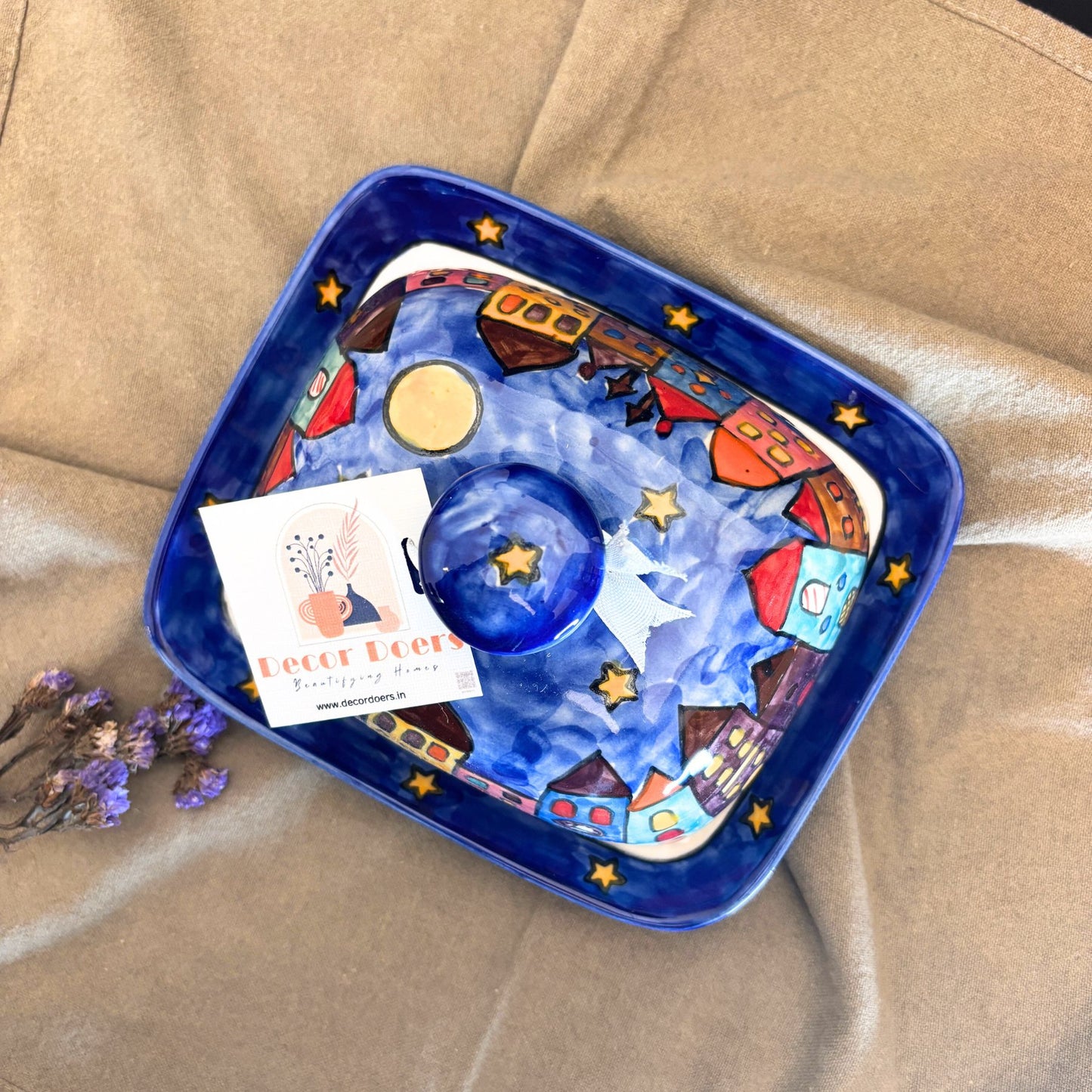 Utterly Arabian Night Butter Dish | Blue Ceramic Butter Dish