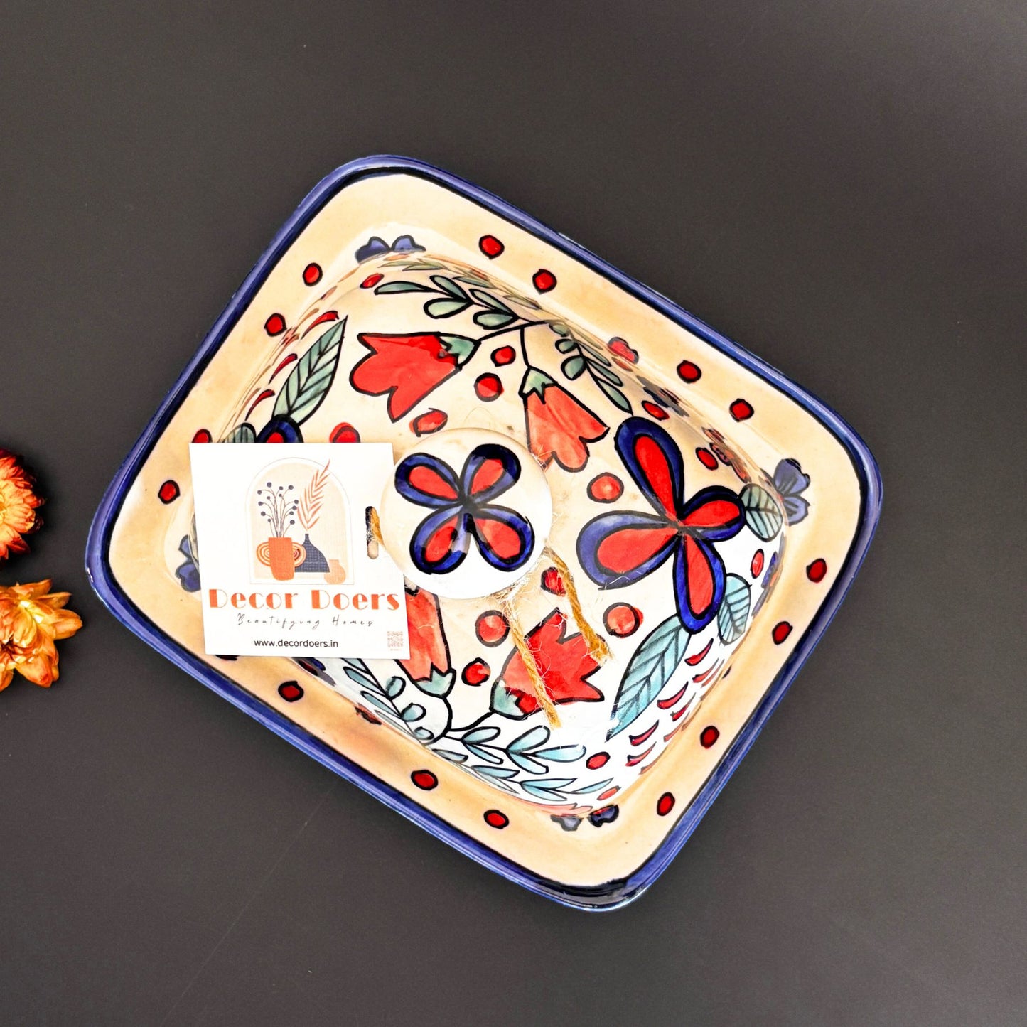 Utterly Bouquet Butter Dish | White & Blue Ceramic Butter Dish