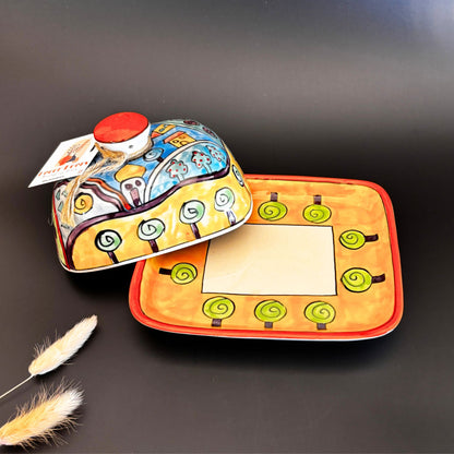 Utterly Butter Scotch Butter Dish | Orange Ceramic Butter Dish