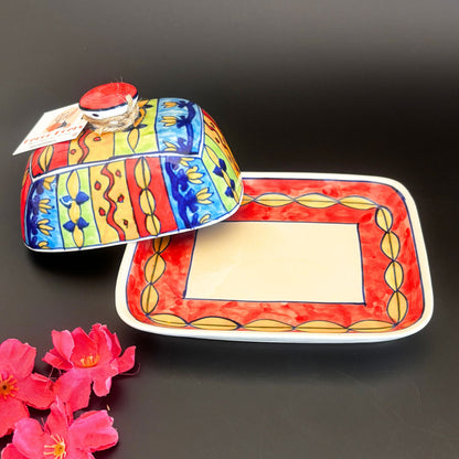 Utterly Rainbow Butter Dish | Red Ceramic Butter Dish