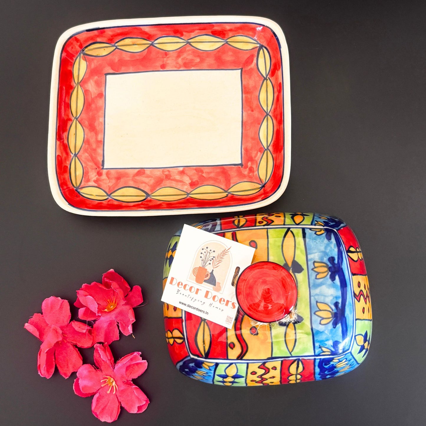 Utterly Rainbow Butter Dish | Red Ceramic Butter Dish