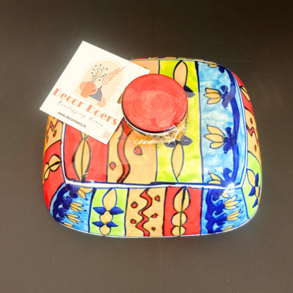 Utterly Rainbow Butter Dish | Red Ceramic Butter Dish