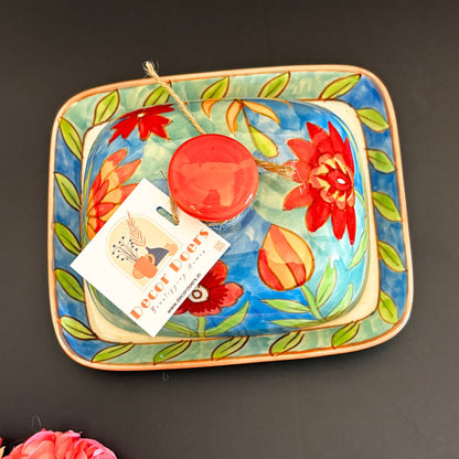 Floral Nook Butter Dish  | Handcrafted Ceramic Butter Dish