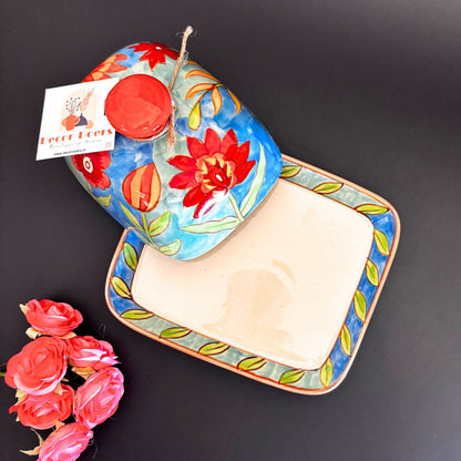 Floral Nook Butter Dish  | Handcrafted Ceramic Butter Dish