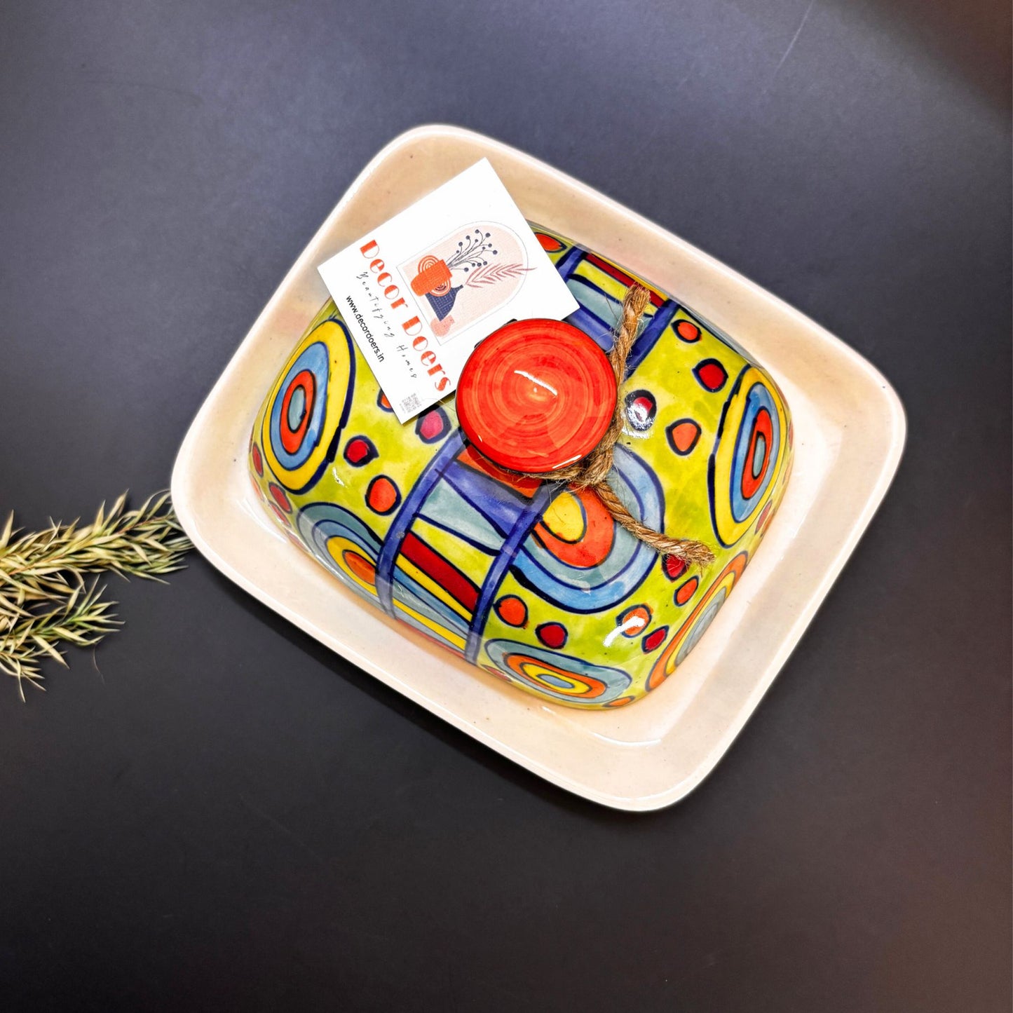 Orange Aura Butter Dish  | Handcrafted Ceramic Butter Dish