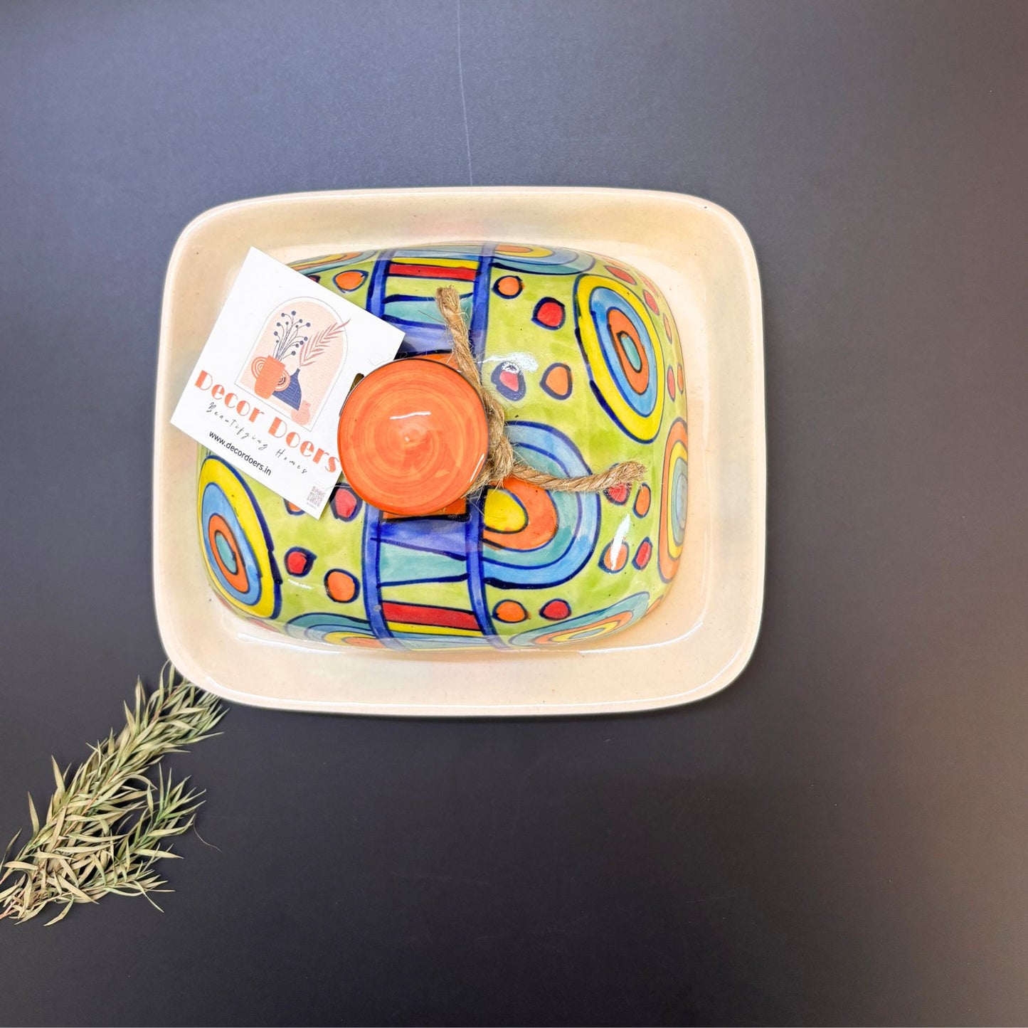 Orange Aura Butter Dish  | Handcrafted Ceramic Butter Dish