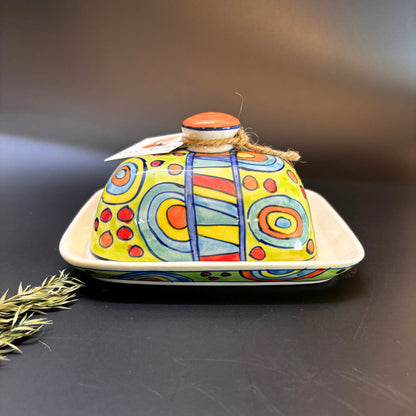 Orange Aura Butter Dish  | Handcrafted Ceramic Butter Dish