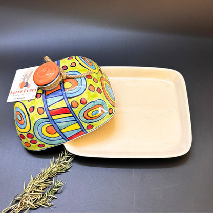 Orange Aura Butter Dish  | Handcrafted Ceramic Butter Dish