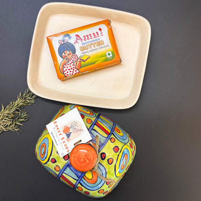 Orange Aura Butter Dish  | Handcrafted Ceramic Butter Dish