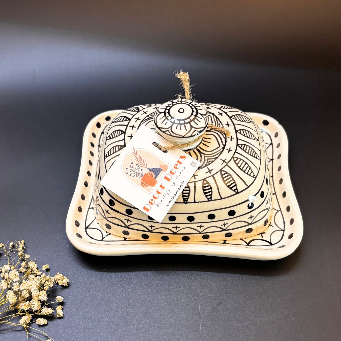 Mozarella Butter Dish - Handcrafted Ceramic Butter Dish with Lid