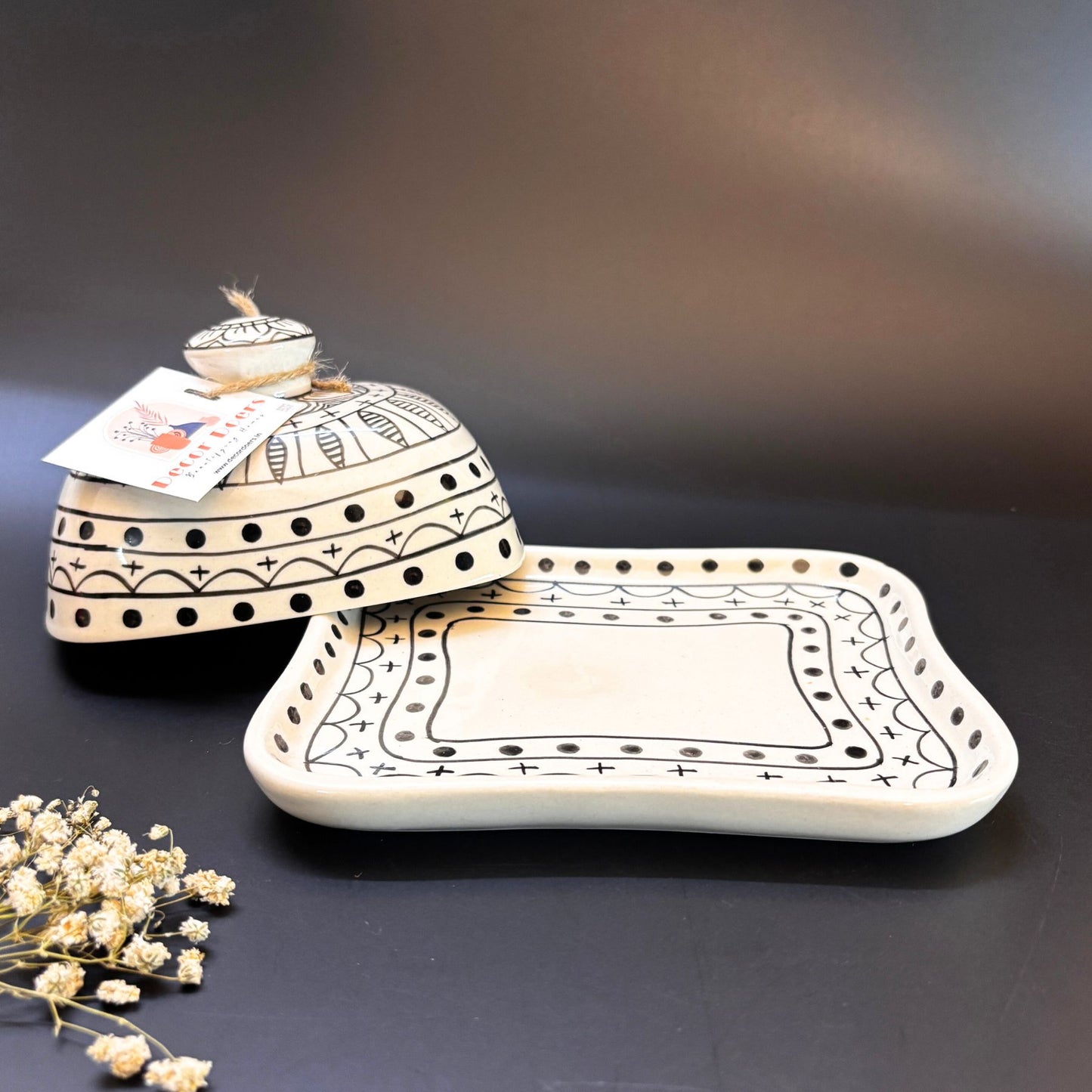 Mozarella Butter Dish - Handcrafted Ceramic Butter Dish with Lid