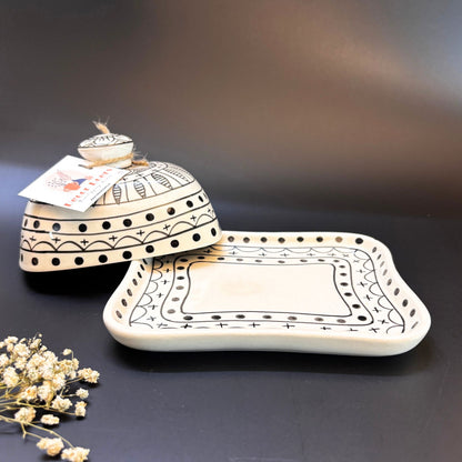 Mozarella Butter Dish - Handcrafted Ceramic Butter Dish with Lid