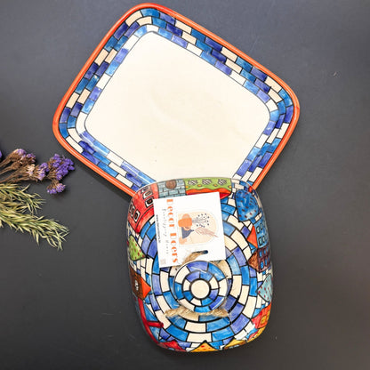 Brick Spread Butter Dish | Hand-Painted Ceramic Butter Dish with Lid