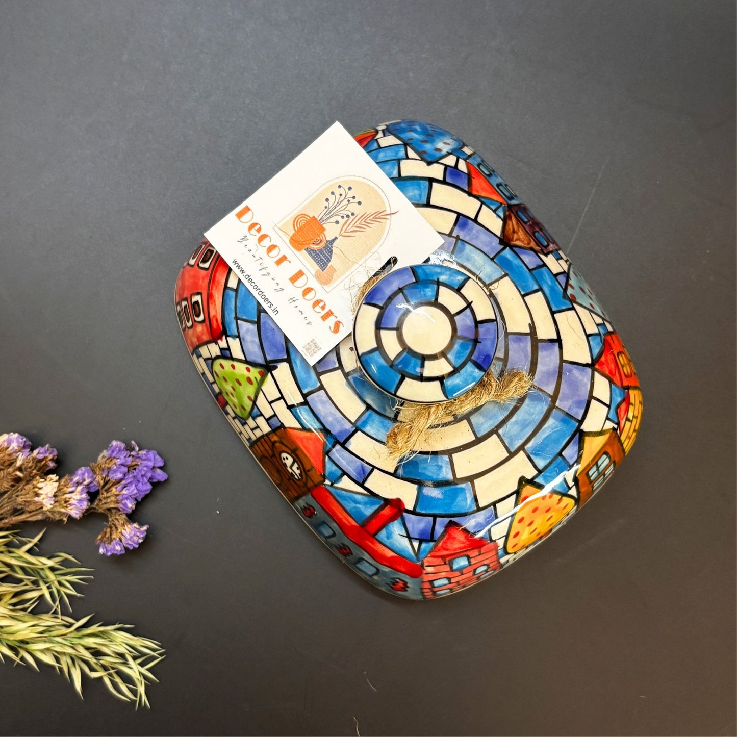 Brick Spread Butter Dish | Hand-Painted Ceramic Butter Dish with Lid