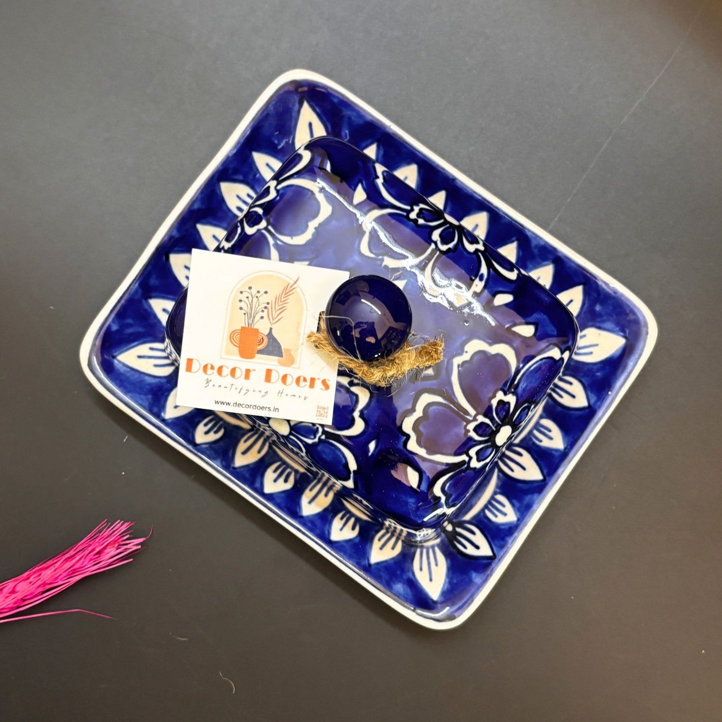Indigo Floral Butter Dish | Handcrafted Ceramic Butter Dish with Lid
