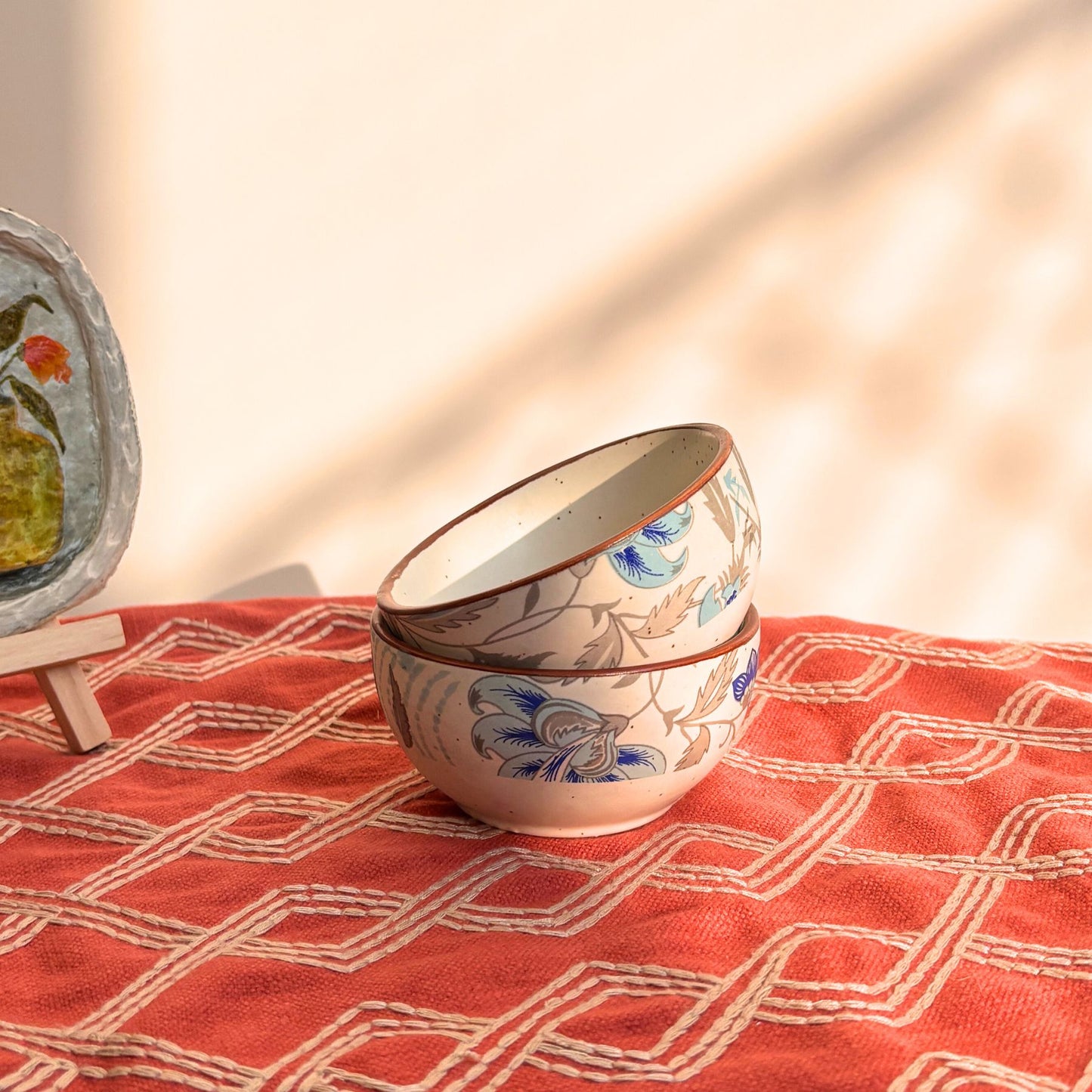 Decal Poplar Platter set of 3 - Ceramic Tray with Bowl