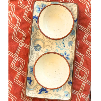 Decal Poplar Platter set of 3 - Ceramic Tray with Bowl